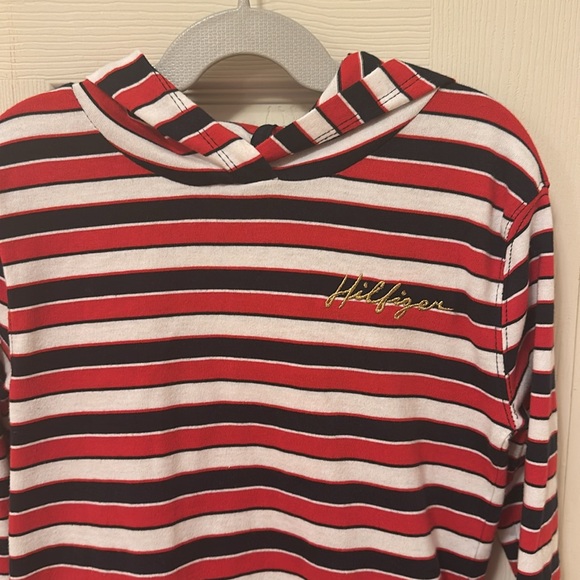 Tommy Hilfiger girls striped hoodie top size small 7 - Picture 2 of 5